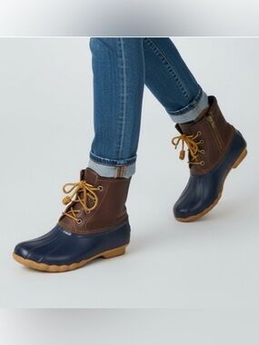 Sperry Duck Boots / Rain Boots / Mud Boots in Navy and Brown